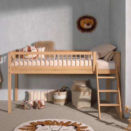 Lit mi-hauteur en chêne massif  romane Bois naturel 2 - vertbaudet enfant 