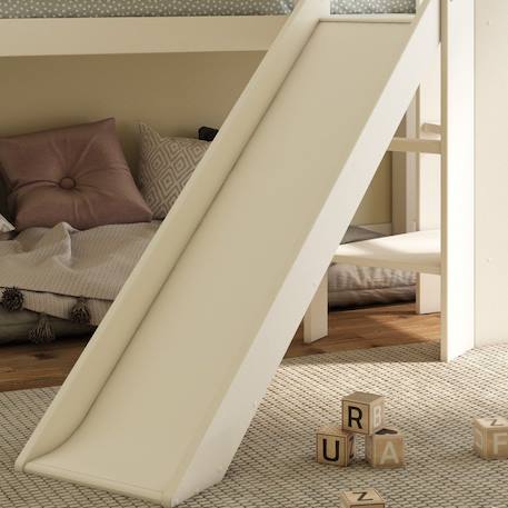 Lit mi-hauteur avec toboggan pin massif  basile Blanc 3 - vertbaudet enfant 