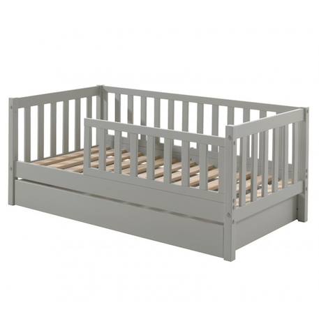 Petit lit enfant avec sommier en pin massif  suzon Blanc+Gris 12 - vertbaudet enfant 