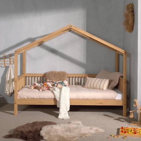 Lit cabane en chêne massif  romane Bois naturel 3 - vertbaudet enfant 