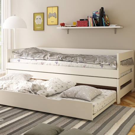 Lit sofa avec lits gigognes pin massif  ninon Blanc 3 - vertbaudet enfant 