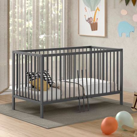 Lit bébé évolutif en hêtre massif  paola Blanc+Bois+Gris 13 - vertbaudet enfant 