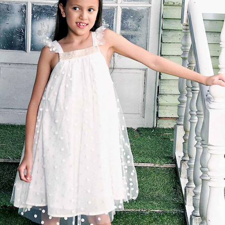 Robe cérémonie bohème   tulle    alizee Blanc cassé doré 6 - vertbaudet enfant 