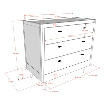 Commode 3 tiroirs en chêne massif  romane Bois naturel 6 - vertbaudet enfant 