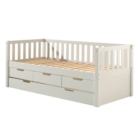 Lit tiroirs et lit gigogne pin massif et imitation bois  axel Blanc 4 - vertbaudet enfant 