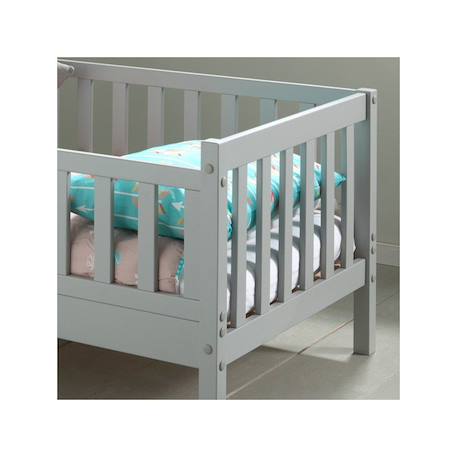 Petit lit enfant avec sommier en pin massif  suzon Blanc+Gris 9 - vertbaudet enfant 