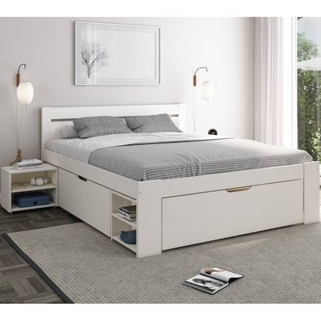 Lit multi-rangements pin massif  arthur Blanc 1 - vertbaudet enfant 