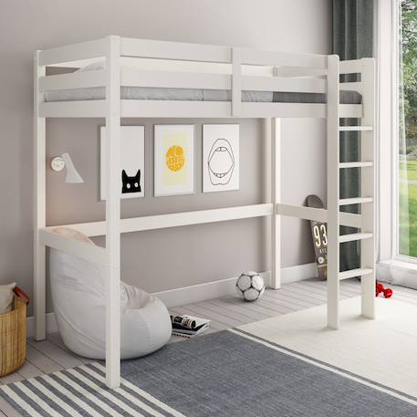 Lit mezzanine pin massif  arthur Blanc+Blanc-bois 1 - vertbaudet enfant 