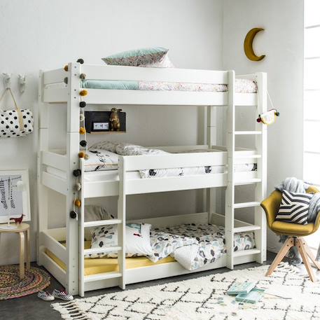 Lit superposé triple pin massif  lilja Blanc 1 - vertbaudet enfant 
