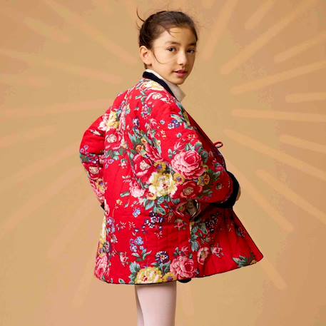 Veste chinoise    réversible fleurie   kim Bleu marine bleu turquoise+Bleu marine rouge 8 - vertbaudet enfant 