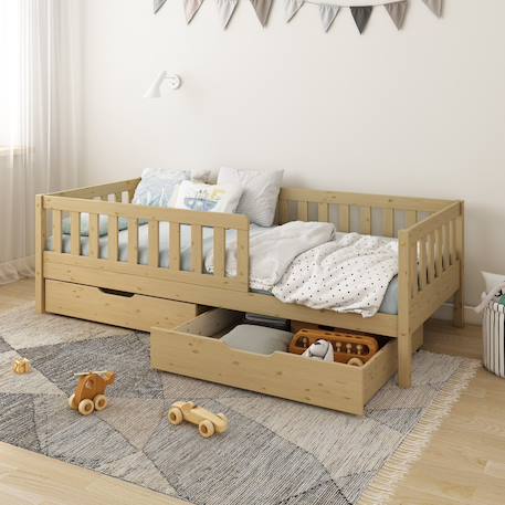 Lit banquette avec tiroirs pin massif  charlie Blanc+Bois 7 - vertbaudet enfant 
