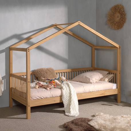 Lit cabane en chêne massif  romane Bois naturel 2 - vertbaudet enfant 