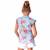 Blouse    fleurie  à col mao  annam Bleu turquoise rose fuchsia 6 - vertbaudet enfant 