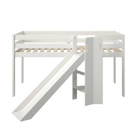 Lit mi-hauteur avec toboggan pin massif  basile Blanc 5 - vertbaudet enfant 