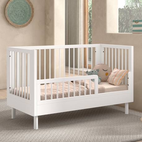 Lit bébé évolutif en hêtre massif  aubane Blanc 4 - vertbaudet enfant 