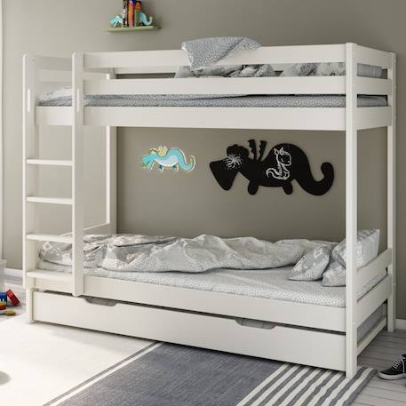 Lit superposé et lit gigogne pin massif   basile Blanc+Gris 1 - vertbaudet enfant 