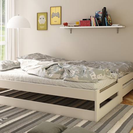 Lit sofa avec lits gigognes pin massif  ninon Blanc 4 - vertbaudet enfant 