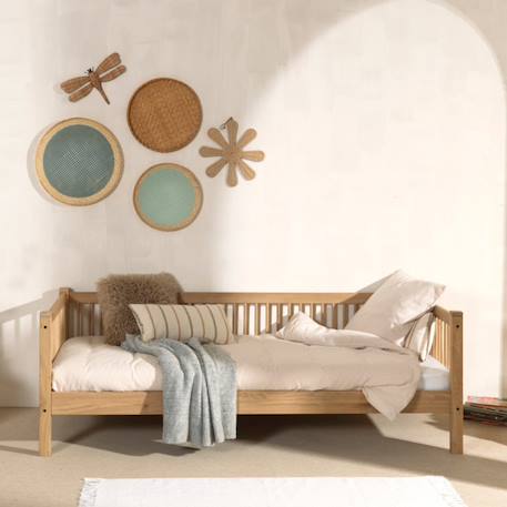 Lit banquette en chêne massif  romane Bois naturel 3 - vertbaudet enfant 