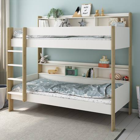 Lit superposé avec rangements pin massif  edouard Blanc+Bois 7 - vertbaudet enfant 