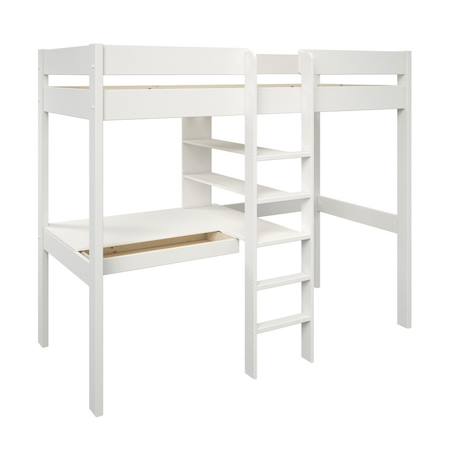Lit mezzanine avec bureau et chauffeuse pin massif  basile Blanc+Gris 6 - vertbaudet enfant 