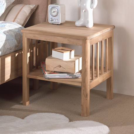 Table de chevet en chêne massif  romane Bois naturel 1 - vertbaudet enfant 