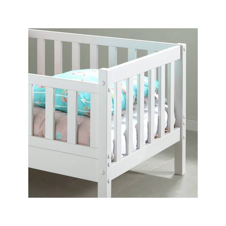 Petit lit enfant avec sommier en pin massif  suzon Blanc+Gris 3 - vertbaudet enfant 