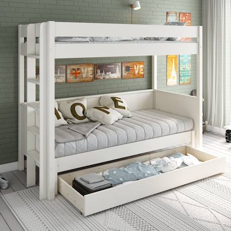 Lit superposé extensible pin massif  alceste Blanc 5 - vertbaudet enfant 