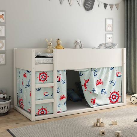 Lit mi-hauteur réversible pin massif  charlie Blanc+Vert-bois 6 - vertbaudet enfant 
