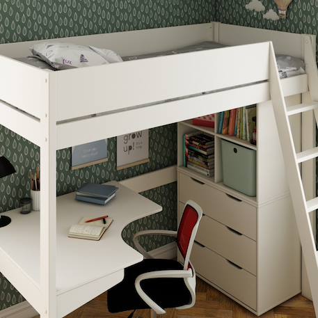 Lit mezzanine avec bureau et rangements pin massif  colette Blanc 3 - vertbaudet enfant 