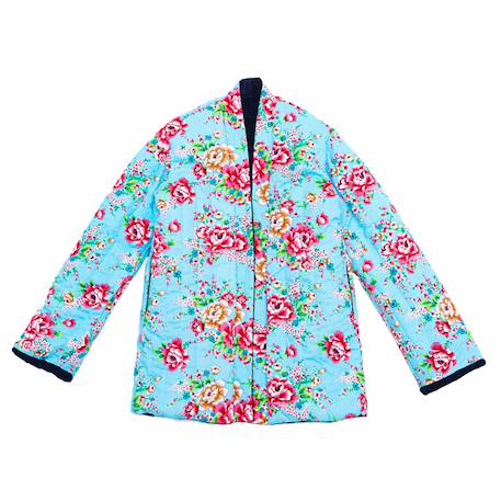 Veste chinoise    réversible fleurie   kim Bleu marine bleu turquoise+Bleu marine rouge 6 - vertbaudet enfant 