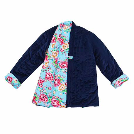Veste chinoise    réversible fleurie   kim Bleu marine bleu turquoise+Bleu marine rouge 4 - vertbaudet enfant 