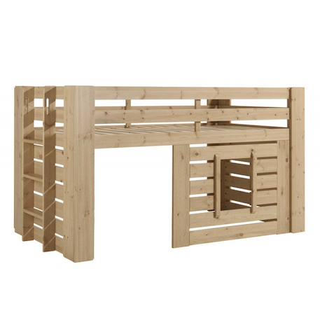 Lit cabane mi-hauteur en pin massif naturel  hary Bois naturel 4 - vertbaudet enfant 