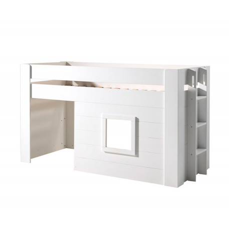Lit cabane mi-hauteur imitation bois  henrik Blanc 3 - vertbaudet enfant 