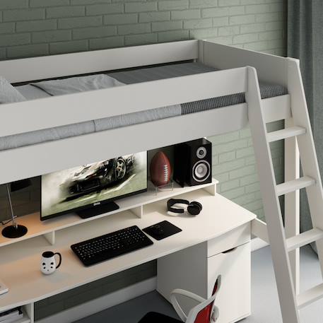 Lit mezzanine avec bureau pin massif  edouard Blanc 2 - vertbaudet enfant 