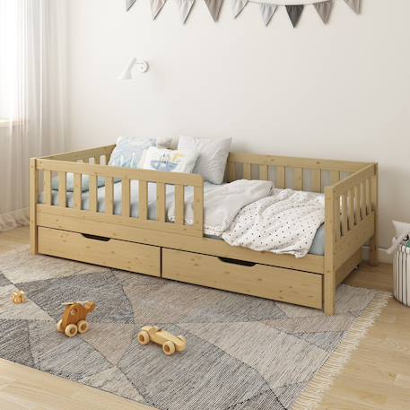 Lit banquette avec tiroirs pin massif  charlie Blanc+Bois 6 - vertbaudet enfant 
