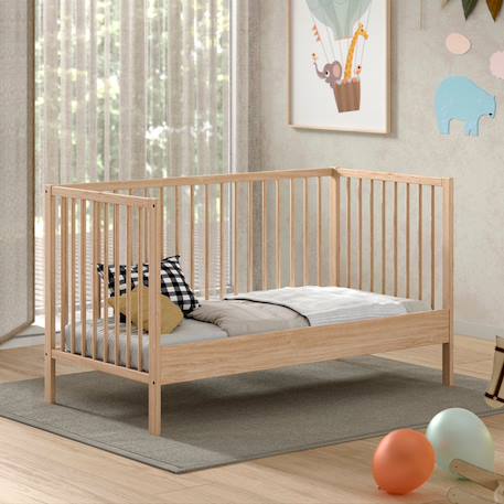 Lit bébé évolutif en hêtre massif  paola Blanc+Bois+Gris 8 - vertbaudet enfant 
