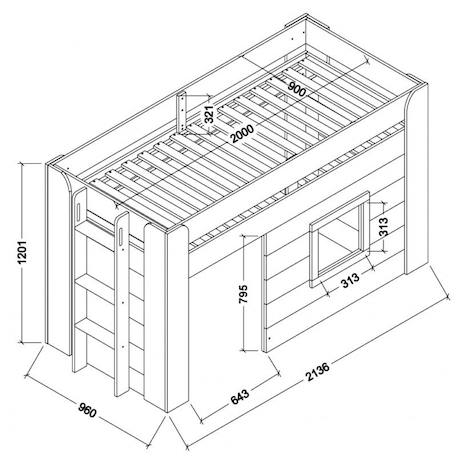 Lit cabane mi-hauteur imitation bois  henrik Blanc 2 - vertbaudet enfant 