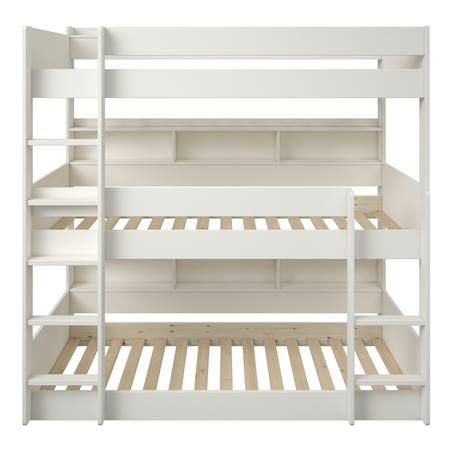 Lit superposé triple avec rangements pin massif  edouard Blanc 5 - vertbaudet enfant 