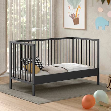 Lit bébé évolutif en hêtre massif  paola Blanc+Bois+Gris 14 - vertbaudet enfant 