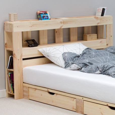 Lit palette avec tête de lit pin massif  siméon Blanc+Bois 9 - vertbaudet enfant 