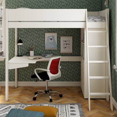 Lit mezzanine avec bureau et rangements pin massif  colette Blanc 2 - vertbaudet enfant 