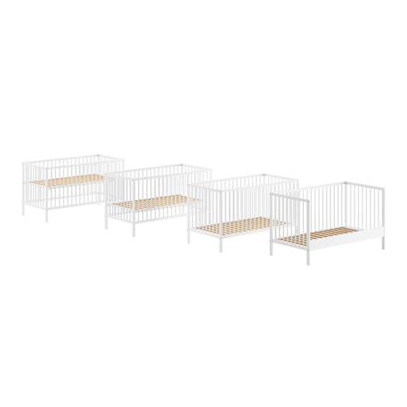 Lit bébé évolutif en hêtre massif  paola Blanc+Bois+Gris 3 - vertbaudet enfant 