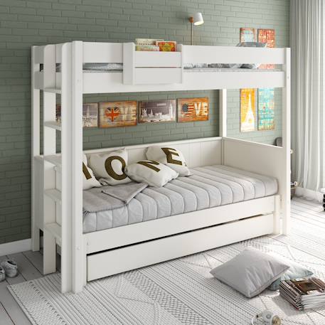 Lit superposé extensible pin massif  alceste Blanc 4 - vertbaudet enfant 