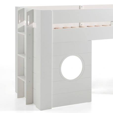Lit cabane mi-hauteur façade 2 fenêtres imitation bois  henrik Blanc 3 - vertbaudet enfant 