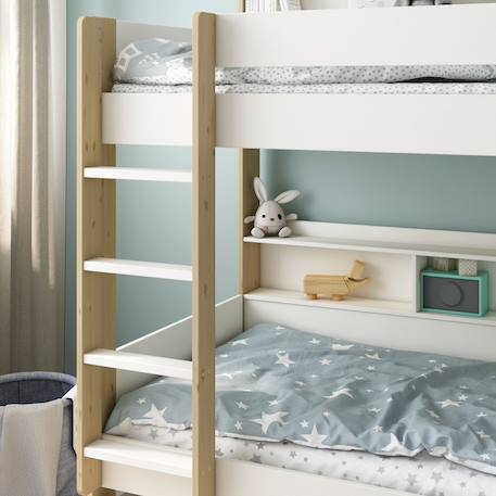 Lit superposé avec rangements pin massif  edouard Blanc+Bois 8 - vertbaudet enfant 
