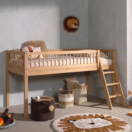 Lit mi-hauteur en chêne massif  romane Bois naturel 1 - vertbaudet enfant 