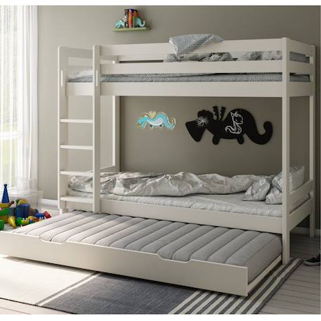Lit superposé et lit gigogne pin massif   basile Blanc+Gris 2 - vertbaudet enfant 