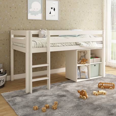 Lit mi-hauteur pin massif naturel  isidore Blanc+Bois 3 - vertbaudet enfant 