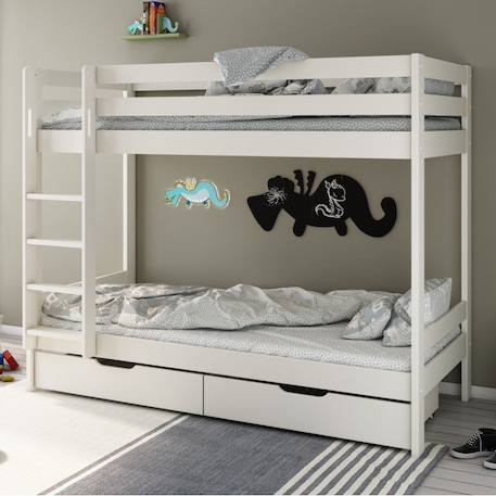Lit superposé pin massif  basile Blanc+Gris 2 - vertbaudet enfant 