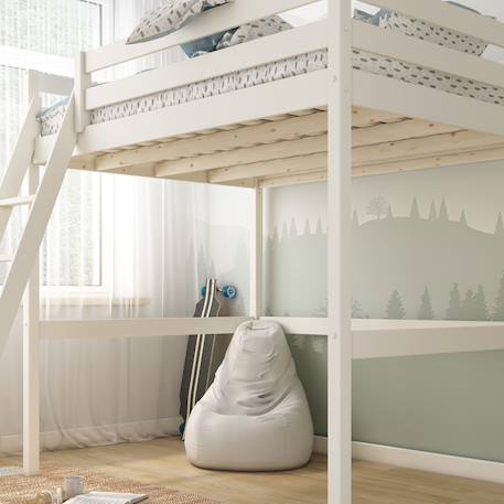 Lit mezzanine 2 places pin massif  isidore Blanc+Bois 2 - vertbaudet enfant 